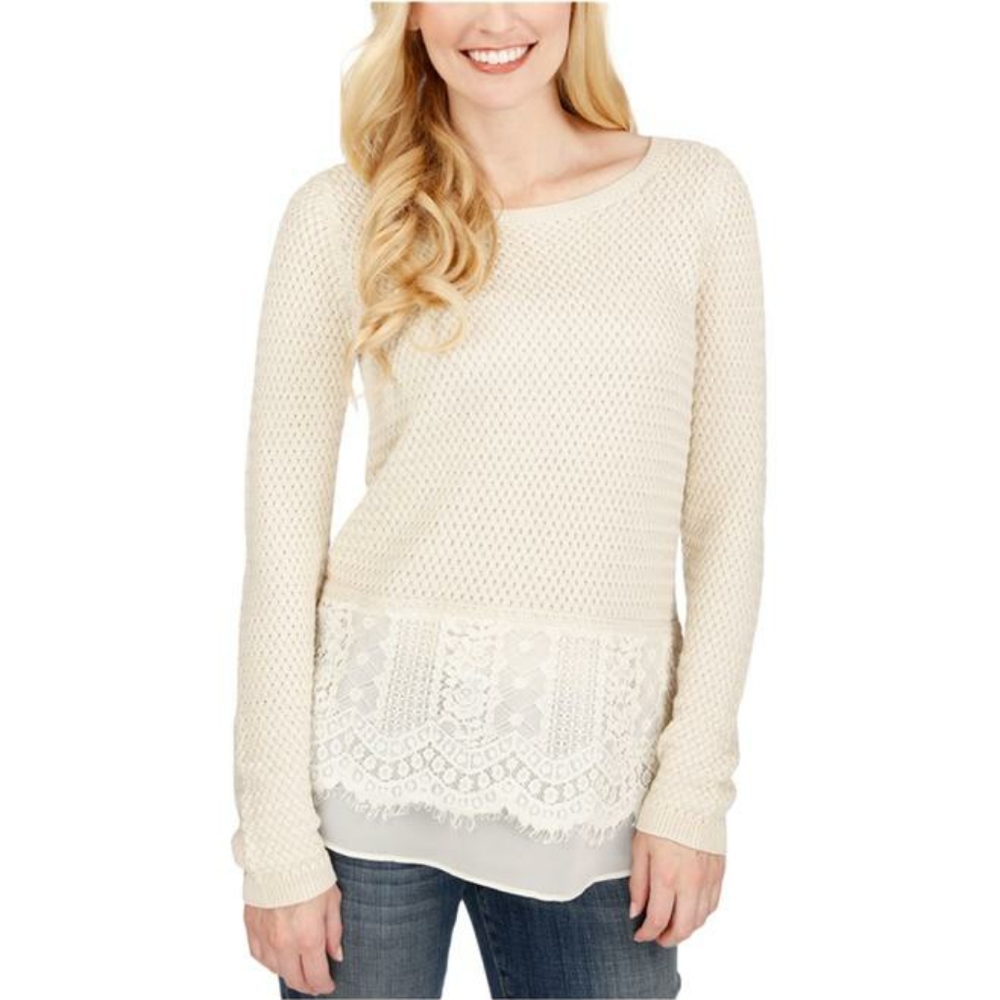 Lucky Brand M Sweater w/ Lace Trim